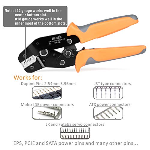 IWISS SN-28B Herramientas de crimpado para Dupont profesional Pin Compresión Ratcheting Modular aislado Terminal Crimper Pin 2,54 mm 3,96 mm 0,5 – 1,0 mm² con corte de electrodo de alambre