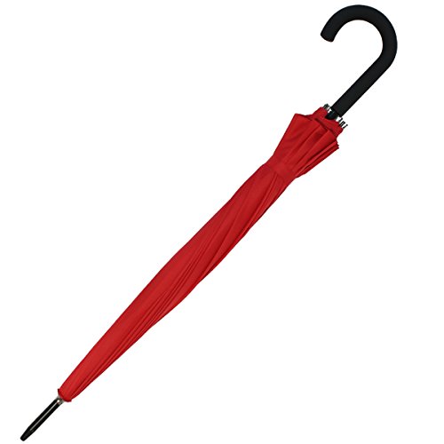 iX-brella - Paraguas largo de calidad 16 herramientas con automático, seguro para tormentas, Rojo (Rojo) - .