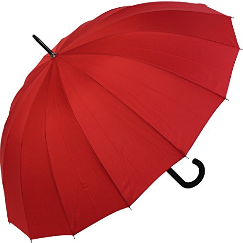 iX-brella - Paraguas largo de calidad 16 herramientas con automático, seguro para tormentas, Rojo (Rojo) - .