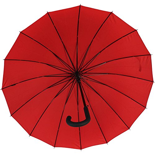 iX-brella - Paraguas largo de calidad 16 herramientas con automático, seguro para tormentas, Rojo (Rojo) - .