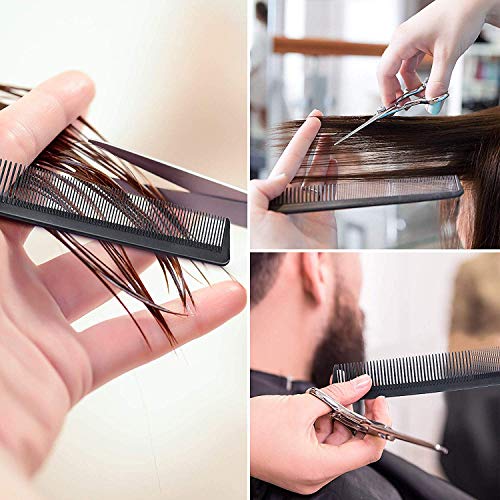 Iycorish Paquete de 3 peines corte de pelo de fibra de carbono negro,peine peinado,peine antiestático y resistente al calor,adecuado para todos los peinados,peine fino y de dientes anchos