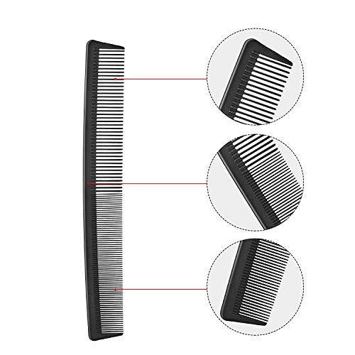 Iycorish Paquete de 3 peines corte de pelo de fibra de carbono negro,peine peinado,peine antiestático y resistente al calor,adecuado para todos los peinados,peine fino y de dientes anchos