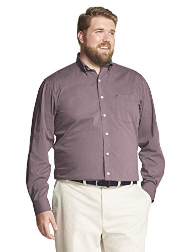 Izod Performance Natural Stretch Solid Long Sleeve Shirt (Big & Tall and Tall Slim) Camisa con Cuello Abotonado, Higo, XL Larga para Hombre