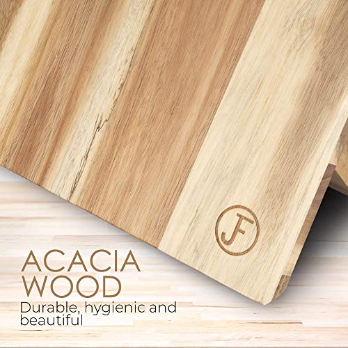 J. Frederic - Soporte magnético para cuchillos de cocina (madera de acacia, con imán extra fuerte y diseño extraancho)