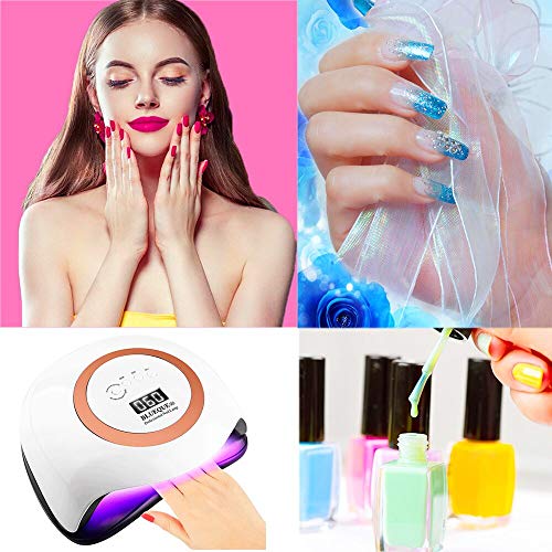 J TOHLO 150W Lámpara LED UV Secador de Uñas, con juegos de arte de uñas, lámpara de curado de manicura con sensor automático para uñas y uñas de los pies para Todos Gel Regalos para enamorados &madres