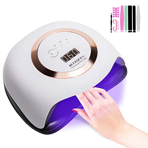J TOHLO 150W Lámpara LED UV Secador de Uñas, con juegos de arte de uñas, lámpara de curado de manicura con sensor automático para uñas y uñas de los pies para Todos Gel Regalos para enamorados &madres