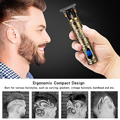 J TOHLO Cortapelos Eléctrico Profesional Cortadora de Pelo Recargable Cortapelos con Pantalla de Visualización Digital LED con 3 Peines Guía para Hombres Cabello Barba