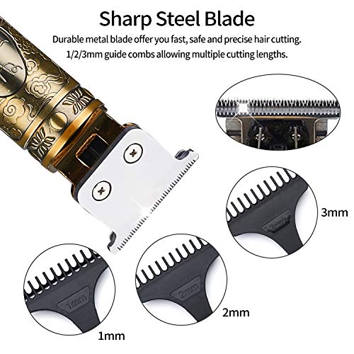 J TOHLO Cortapelos Eléctrico Profesional Cortadora de Pelo Recargable Cortapelos con Pantalla de Visualización Digital LED con 3 Peines Guía para Hombres Cabello Barba