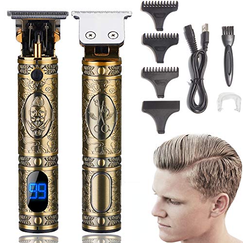 J TOHLO Cortapelos Eléctrico Profesional Cortadora de Pelo Recargable Cortapelos con Pantalla de Visualización Digital LED con 3 Peines Guía para Hombres Cabello Barba