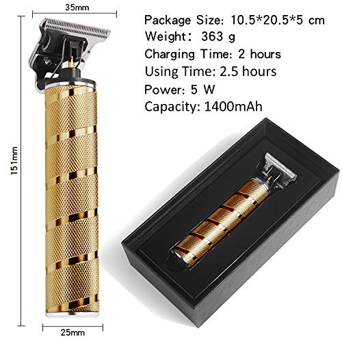 J TOHLO Electric Hair Clippers, Cortapelos Máquina Cortar Pelo, Cortador de Pelo en T-Blade para Hombres, Recortador de Pelo Inalámbrico Recargable por USB, con Cuchillas Afiladas Duraderas (gold)