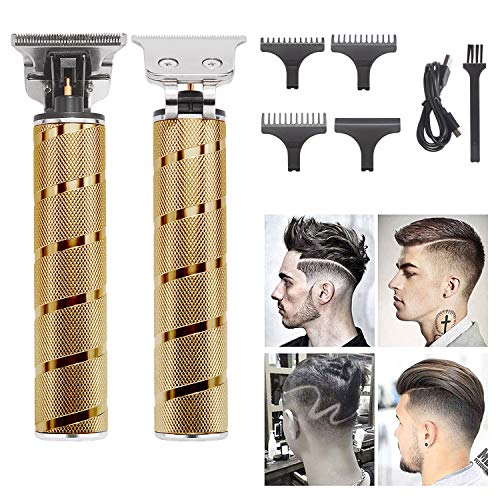 J TOHLO Electric Hair Clippers, Cortapelos Máquina Cortar Pelo, Cortador de Pelo en T-Blade para Hombres, Recortador de Pelo Inalámbrico Recargable por USB, con Cuchillas Afiladas Duraderas (gold)