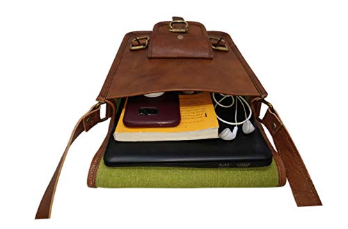 Jaald La Bolsa de Mensajero 11" Pequeño Hombro de Cuero del Bolso Cruzado del Cuerpo Bolsa de Mensajero de la Vendimia para Las Mujeres y los Hombres taleguilla Monedero del Hombre Competible con IPA