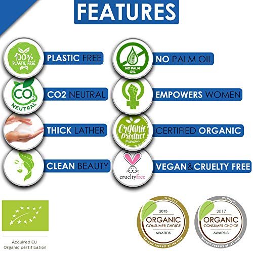 Jabón de aceite de coco virgen orgánico puro del Reino Unido para piel sensible, barra de 100 g