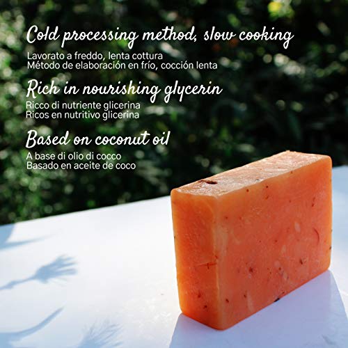 Jabón de Caléndula - Jabonería Artesanal - jabones elaborados en frío - No contienen colorantes, conservantes químicos, tensioactivos y parabenos - 100% natural