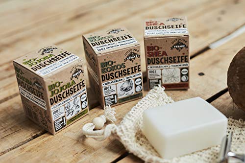 Jabón de ducha orgánico con bolsa de jabón sin plástico ni aceite de palma (coco)