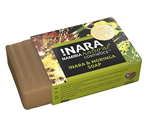 Jabón hecho a mano !Nara Cosmética natural orgánica con Moringa 80g jabón de aceite suave para el cuidado diario facial y corporal con efecto antiinflamatorio para pieles muy sensibles y psoriasis.