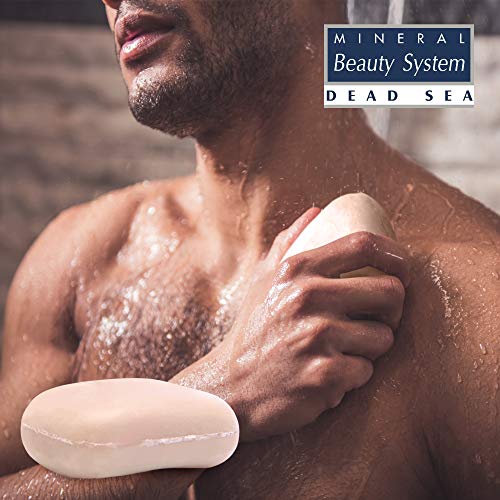 Jabón mineral del mar Muerto con aloe vera, 125 g, de Israel by Mineral Beauty System – Jabón de sal para el acné y la cara, vegano y limpieza profunda