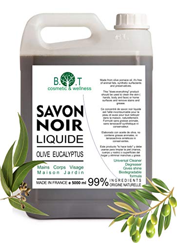 Jabón negro líquido natural elaborado 100% con aceite de oliva y aceite de eucalipto - No reseca la piel (500)