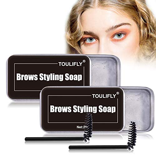 Jabon para Cejas,Cepillo Cejas,Jabón Cejas,Gel para Jabones de Cejas en 3D Crema,Wild Eyebrow Shape Soap,con Cepillo Jabón para dar Forma a Las Cejas,Impermeable de Larga Duración,2 Piezas