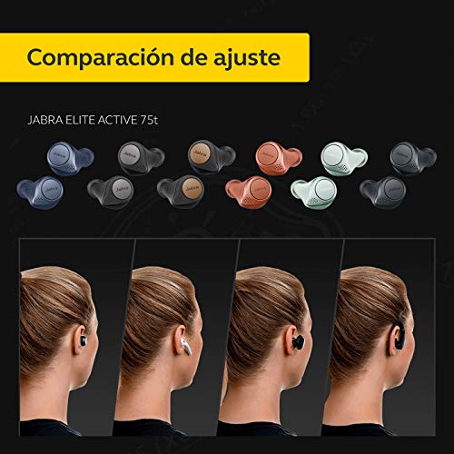 Jabra Elite Active 75t - Auriculares Deportivos Bluetooth Verdaderamente Inalámbricos, Cancelación Pasiva de Ruido, Batería de Larga Duración, Gris