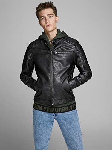Jack & Jones Jcorocky Jacket Noos Chaqueta, Negro (Black Pattern: PU), Small para Hombre