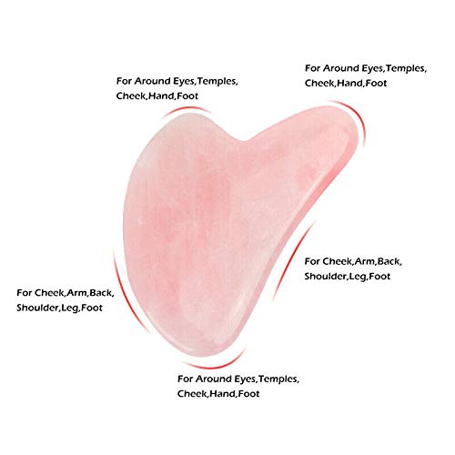 Jade Gua Sha Tools, Rosa natural, talla de piedra de cuarzo, pulido Gua Sha Board, raspado, cuerpo, herramienta de masaje facial, relajación de salud, placa de desguace de cristal