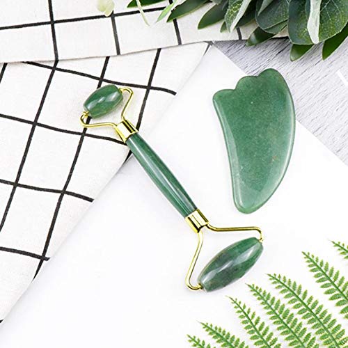 Jade rodillo y Gua Sha - natural de la piel cuidado de la herramienta for el drenaje linfático facial cuello y los ojos arrugas, bolsas y ojeras (Color : B)