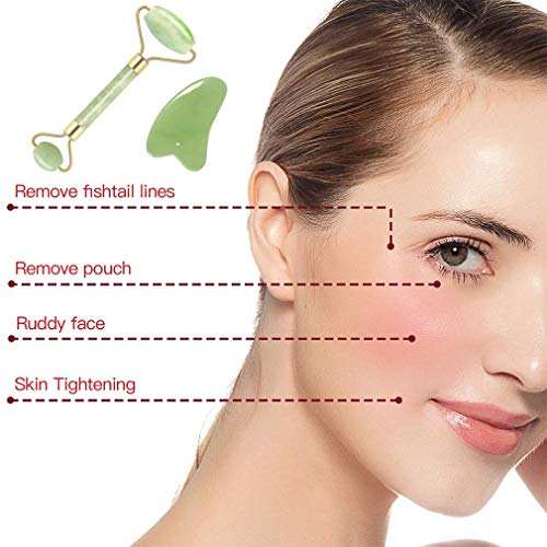 Jade Roller For Face, Gua Sha | Herramienta de masaje facial con rodillo de jade 100% natural | Eliminar arrugas y restaurar el cutis | Terapia Anti Envejecimiento,B