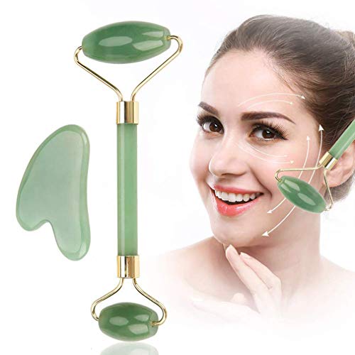 Jade Roller For Face, Gua Sha | Herramienta de masaje facial con rodillo de jade 100% natural | Eliminar arrugas y restaurar el cutis | Terapia Anti Envejecimiento,B