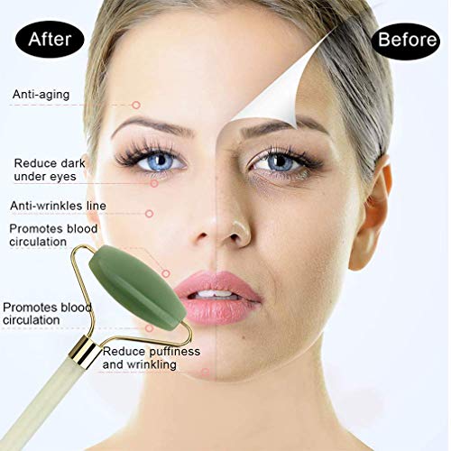 Jade Roller For Face, Gua Sha | Herramienta de masaje facial con rodillo de jade 100% natural | Eliminar arrugas y restaurar el cutis | Terapia Anti Envejecimiento,A