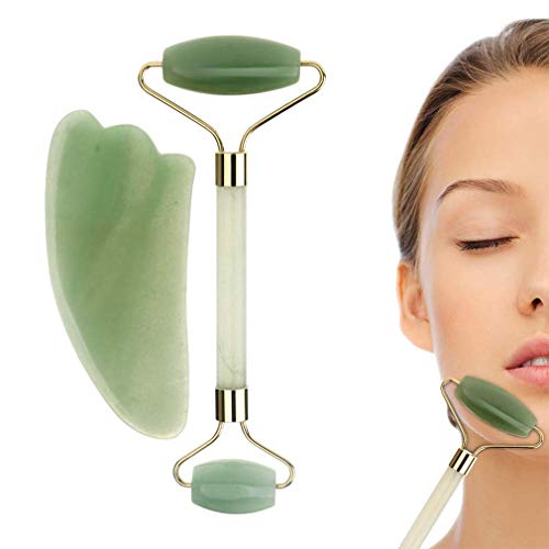 Jade Roller For Face, Gua Sha | Herramienta de masaje facial con rodillo de jade 100% natural | Eliminar arrugas y restaurar el cutis | Terapia Anti Envejecimiento,A