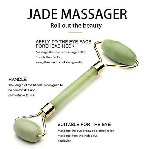 Jade Roller For Face, Gua Sha | Herramienta de masaje facial con rodillo de jade 100% natural | Eliminar arrugas y restaurar el cutis | Terapia Anti Envejecimiento,A