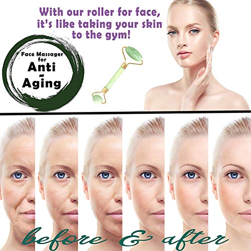 Jade Roller, Rodillo de masaje de jade, Rodillo De Jade, Rodillo Facial de Jade, Antienvejecimiento natural, Se puede usar en Para Cuello, Ojos, Cuerpo