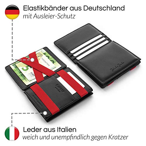 Jaimie Jacobs Cartera Mágica Flap Boy Magic Wallet Carteras Hombres Cuero auténtico (Negro con Rojo)