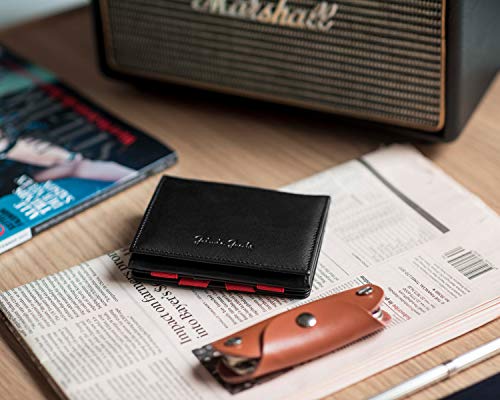 Jaimie Jacobs Cartera Mágica Flap Boy Magic Wallet Carteras Hombres Cuero auténtico (Negro con Rojo)