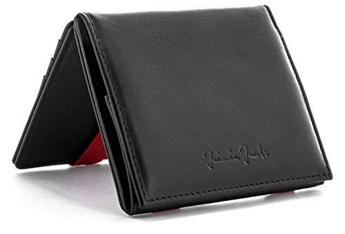 Jaimie Jacobs Cartera Mágica Flap Boy Magic Wallet Carteras Hombres Cuero auténtico (Negro con Rojo)