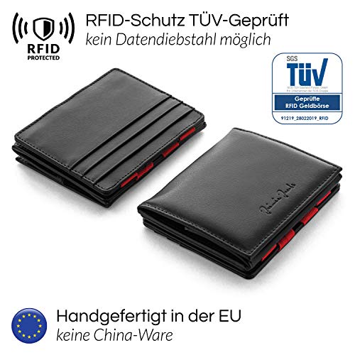 Jaimie Jacobs Cartera Mágica Flap Boy Magic Wallet Carteras Hombres Cuero auténtico (Negro con Rojo)