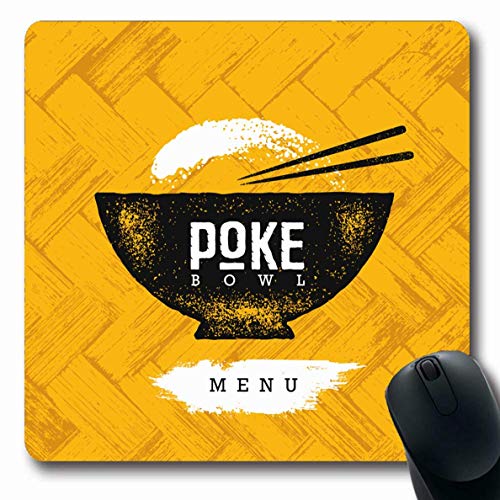 Jamron Mousepad OblongGreen Sushi Poke Bowl Cocina hawaiana Restaurante Comida Bebida Palillos Emblema Arroz Insignia Bar Pescado Goma antideslizante Alfombrilla de ratón Ordenador de oficina Ordenado