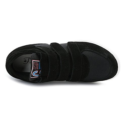 Jamron Mujer Moda Tacón de Cuña Oculto Zapatillas Zapatos del Elevador Cómoda Gamuza & Tela Zapatos de Deporte Negro 5516 EU39.5