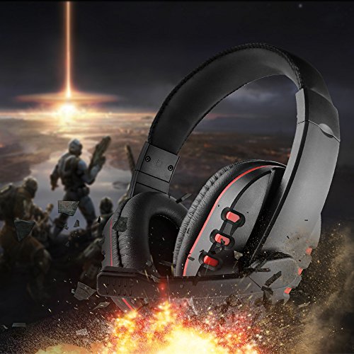 JAMSWALL - Auriculares de Diadema para Juegos PS4, Xbox One S, 3,5 mm, con Cable, estéreo, con micrófono, Control de Volumen para Sony PS4, PC, Tableta, portátil, Smartphone, Xbox One S