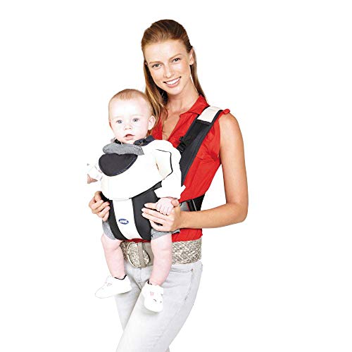 Jané Mochila Portabebé Dual, Uso desde Recién Nacido hasta los 9kg, con Babero Extraíble, Color Azul Marino y Blanco