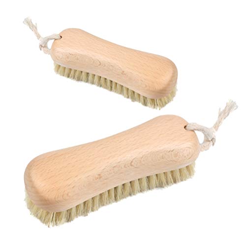 JAOMON Cepillos de Cerdas Naturales para Ropa, 2 Piezas de Cepillos de Fregar, Madera de Haya y Cerdas de Cerdo Cepillo de Limpieza de Cerdas Cepillos de Fregar