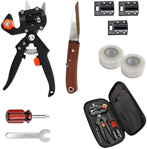 Jardín Injerto Kit Tijera de Injerto Profesional Tijeras de Podar con 3 Cuchillas Corte de Forma V/U/Ω para Injertos Planta Árboles Frutales Ramas Bonsai