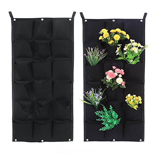 Jardinera Vertical para Plantas y semilleros con 7/12/16/18 Compartimentos, Uso en Interior y Exterior, Color Negro 18-Pocket