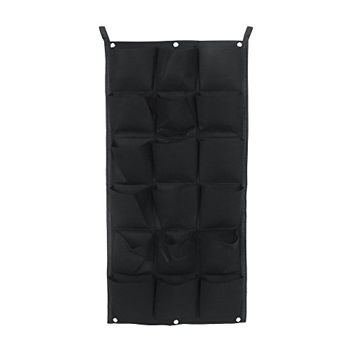 Jardinera Vertical para Plantas y semilleros con 7/12/16/18 Compartimentos, Uso en Interior y Exterior, Color Negro 18-Pocket