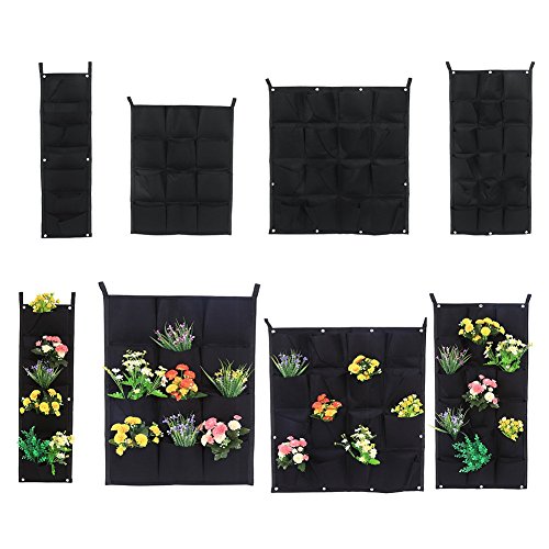 Jardinera Vertical para Plantas y semilleros con 7/12/16/18 Compartimentos, Uso en Interior y Exterior, Color Negro 18-Pocket