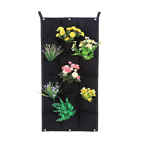 Jardinera Vertical para Plantas y semilleros con 7/12/16/18 Compartimentos, Uso en Interior y Exterior, Color Negro 18-Pocket