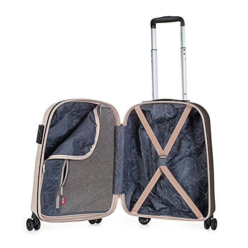 JASLEN - Juego de Maletas de Viaje Rígidas 4 Ruedas Trolley ABS. Duras Cómodas y Ligeras. Candado TSA. 3 Tamaños: Pequeña Mediana y Grande Diseño. 56500, Color Dorado-Marrón