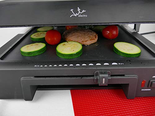 Jata GR1100 Grill de Asar Doble Línea Profesional con Placas Mixtas de 27,5 x 24 cm Antiadherente Libre de PFOA Placa Superior Ajustable 6 Posiciones Cuerpo Aluminio Fundido 2000 W