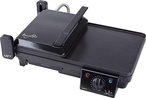 Jata GR268 Plancha de Asar y Grill DUO Superficie Mixta 41 x 25 cm con Apertura 180° Antiadherente Libre de PFOA con Bandeja Colectora de Salsas